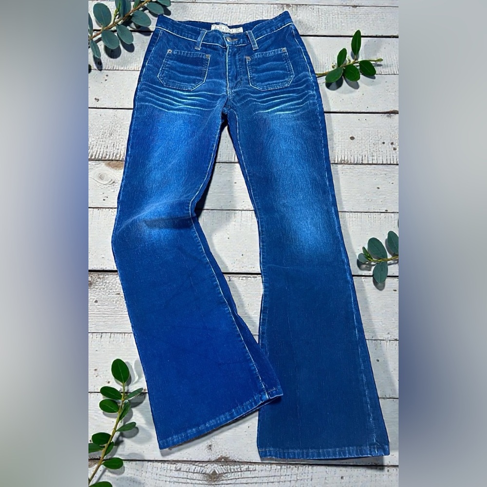 Y2K Blue Corduroy Flare Pants 25 Low Rise 70s Bell Bottom Bella Swan Aesthetics